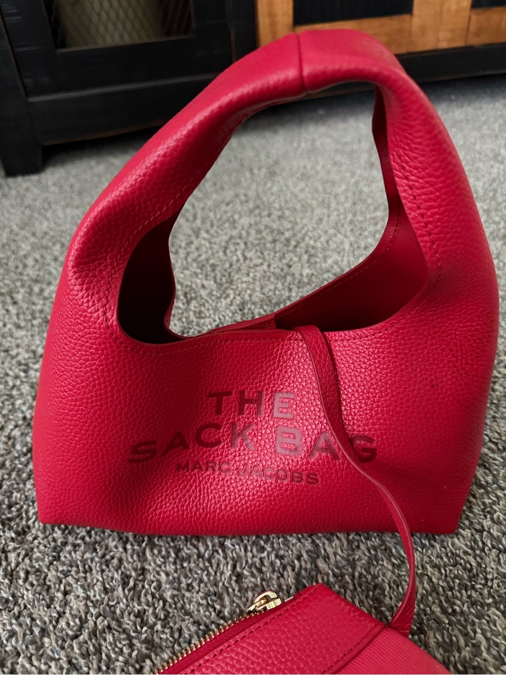 Marc Jacobs Red Pebbled Leather Mini Sack Bag